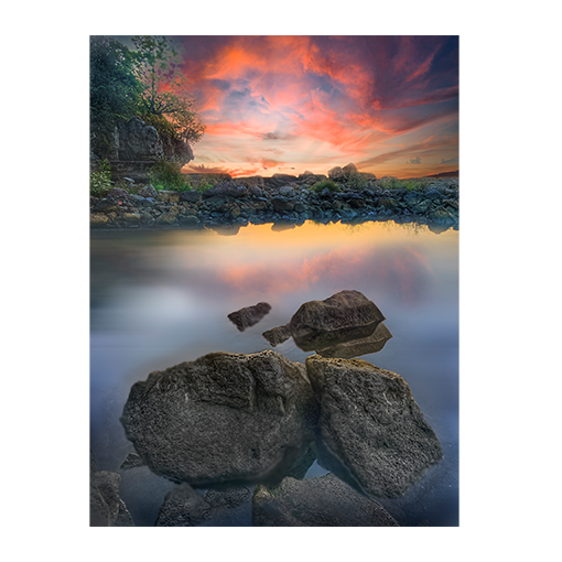 Colored sky and water